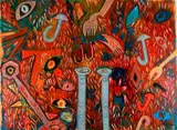Benita Berman, Hooks and Eyes, 1989, Acrylic and graphite on paper
