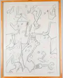 Benita Berman, Untitled Abstract, 1985, Mixed media on paper (ink and pencil)