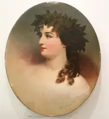 Untitled by Samuel Waugh, Young Woman Wearing a Crown of Ivy, 1864, (for restoration) Oil on canvas, sold Dec 2024