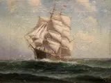 Theodore Victor Carl Valenkamph, Ship at Sea, Oil on canvas