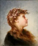 Wenzel Wirkner, Girl Wearing a Floral Tiara, Oil on board