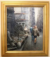 Andrea Patrisi, Neapolitan Newstand, Oil on board