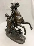 Guillauce Coustou, The Marly Horses, Pair bronze groups with dark brown patina. 19th century castings. - Each