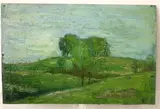 September Clouds by American School, Oil on a wooden board, sold Dec 2024