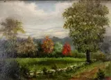 Early Fall Landscape by American School, Oil on canvas, sold Dec 2024