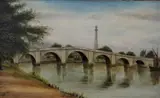 View to the local Bridge by English School, Oil on board, sold Dec 2024