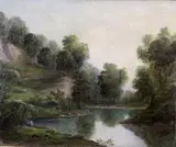 View of the Lake by English School, Oil on board, sold Dec 2024