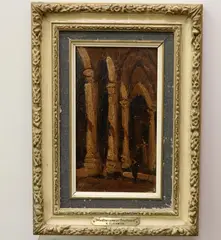 Continental School, Mediterranean Courtyard, Oil on board