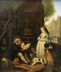 Gabriel Metsu, Untitled, The Poultry Seller, 19th century oil on canvas artwork