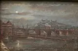 Bridge over the River Meuse by French School, Oil on board, sold Dec 2024