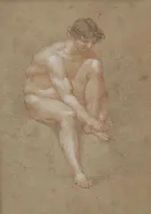 Young Man, [LGBTQ+ INTEREST] by Edward Francis Burney, Figure study pencil drawing from the artist's time at the Royal Academy, sold Dec 2024