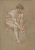 Edward Francis Burney, Young Man, [LGBTQ+ INTEREST], Figure study pencil drawing from the artist's time at the Royal Academy