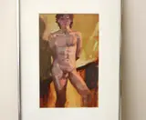 American School, Naked Man, 1991, [LGBTQ+ INTEREST], Mixed media on paper