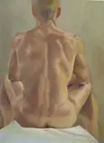 Seated Male Nude, [LGBTQ+ INTEREST] by American School, Oil on canvas, sold Dec 2024