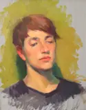 Katya Held, Young Man Wearing a Black T-Shirt, [LGBTQ+ INTEREST], Oil on canvas