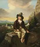 Italian School, The Young Goat Herder, Oil on a metal plate