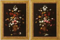 Spanish School, Two Works: Tulips, Oil on canvas