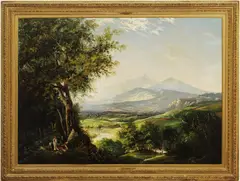 Moses Webster, An Artist Sketching Plein Air while at the Scottish Highlands, 1865, Oil on canvas