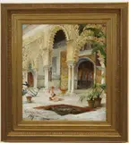 Julio Montenegro, The Courtyard of the Palace "Royal Alcazar of Seville," 1889, Oil on canvas