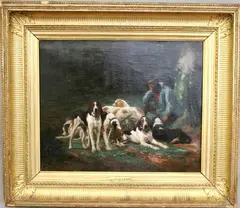 Albert de Balleroy, Hunting Dogs, Oil on canvas