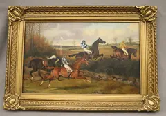 Alfred Wheeler, A Steeplechasing Scene, Oil on canvas