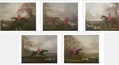 John Nost Sartorius, Five works: Five Hunting Scenes, Oil on canvas