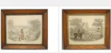 English School, Two works: Hunting Scenes, Pair of pencil and watercolor drawings