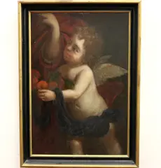 A Winged Cherub by Spanish School, Oil on canvas laid down to a board, sold Mar 2025