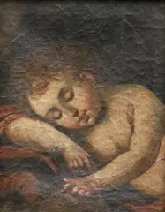 Peruvian School, A Sleeping Angel, Oil on canvas