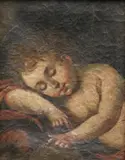 Peruvian School, A Sleeping Angel, Oil on canvas