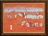 Hassan El Glaoui, Horsemen, Gouache on card adhered to board