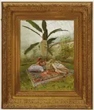 Giovanni Battista Filosa, Dans la Serre (Indolence), Oil on canvas