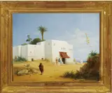 Ferdinand Wachsmuth, Figures by a House in the Middle East, 1830, Oil on canvas