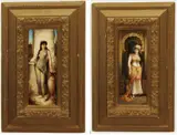 C. Ruston, A pair: Two Oriental Beauties, Oil on panel