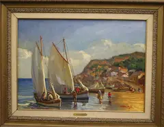 Early Morning View of the Beach by Spanish School, Oil on canvas, sold Mar 2025