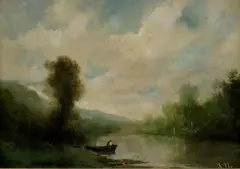 John Francis Murphy, The Lonely Fisherman, Early 20th century oil on canvas artwork