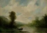 John Francis Murphy, The Lonely Fisherman, Early 20th century oil on canvas artwork