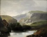 The Inn at the Lake by English School, Oil on board, sold Mar 2025