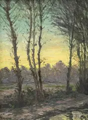 Achilles Hennion, Winter Sunset, 1929, Oil on canvas