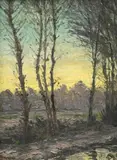 Achilles Hennion, Winter Sunset, 1929, Oil on canvas