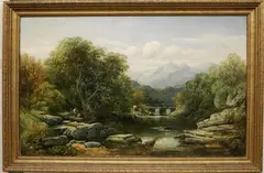 Charles Wilson Knapp, Landscape with Bridge, Oil on canvas