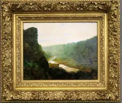 John Atkinson Grimshaw, Landscape with a Winding River, 1868, Oil on board