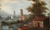 Italian School, The Old Castle Ruins, Oil on board