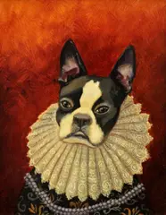 Cynthia Burke, His Majesty, the Boston Terrier, Oil on board