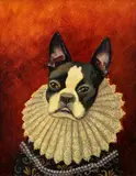 Cynthia Burke, His Majesty, the Boston Terrier, Oil on board