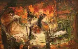Baby in a Cradle by José Salazar Ruiz Esparza, Oil on canvas, sold Mar 2025