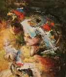 Abstract Face by José Salazar Ruiz Esparza, 1976, Oil on canvas, sold Mar 2025
