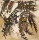 Rosemarie Hahn, Abstract in Brown Palette, 1975, Oil on canvas