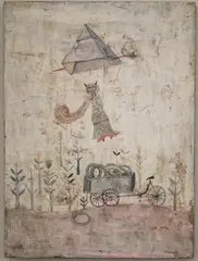 Gustavo Foppiani, Angelo Cattivo che Prova il Brevetto, 1962, Oil on board