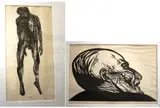 Leonard Baskin, Two Works: "The Hanged Man" and "Mantegna at Eremitani", Size: (Sight): 19 x 9.5 inches; frame: 26 x 20.5 inches. (2) Wood engraving or lithograph titled "MANTEGNA AT EREMTIANI." Titled (lithographed) at base "MANTEGNA AT EREMTIANI, 1954, 23.5 x 14.25 inches."
